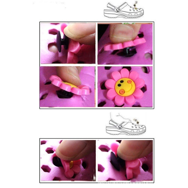 READY STOCK!!!Hole shoes decorative buckle accessories shoes flower buckle cute cartoon pattern garden shoe accessories