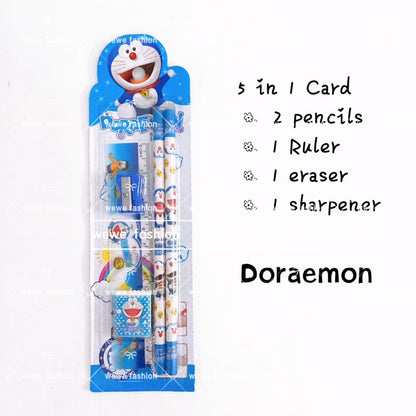 READY STOCK!!!5 In 1 Stationery Set Gift Set Pencil Ruler Eraser Children Birthday Present Alat Tulis 文具套