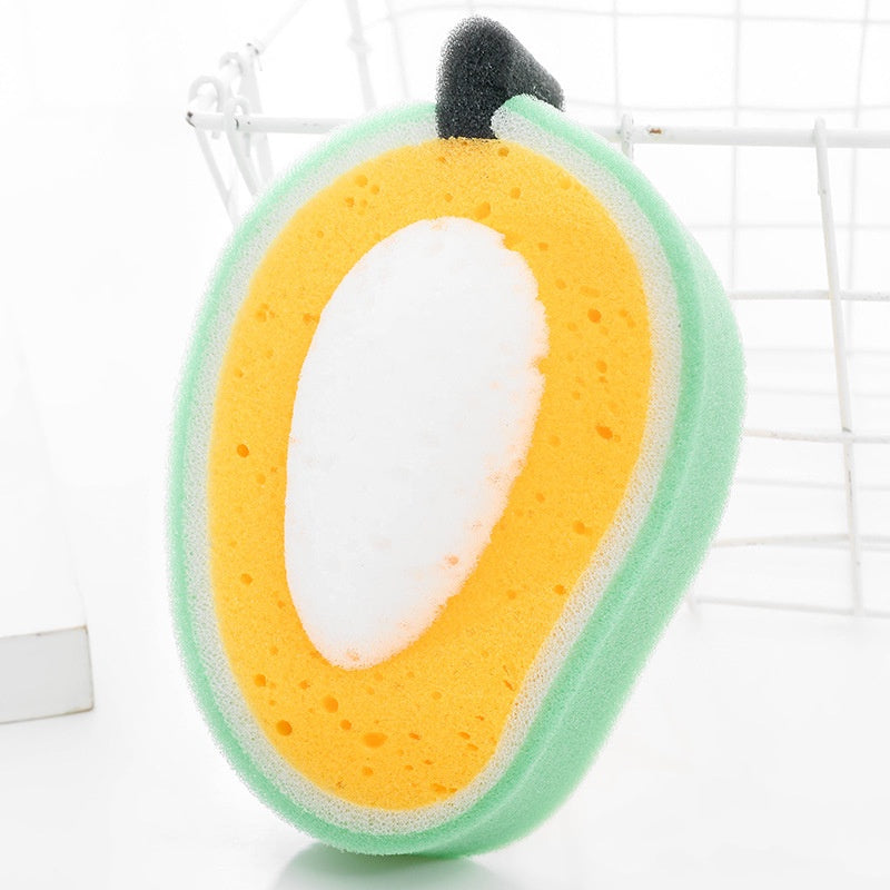 READY STOCK!!!Cleaning Sponge Kitchen Fruit Shape Dish Washing Kitchen Thickened Sponge Decontamination Remove Stains