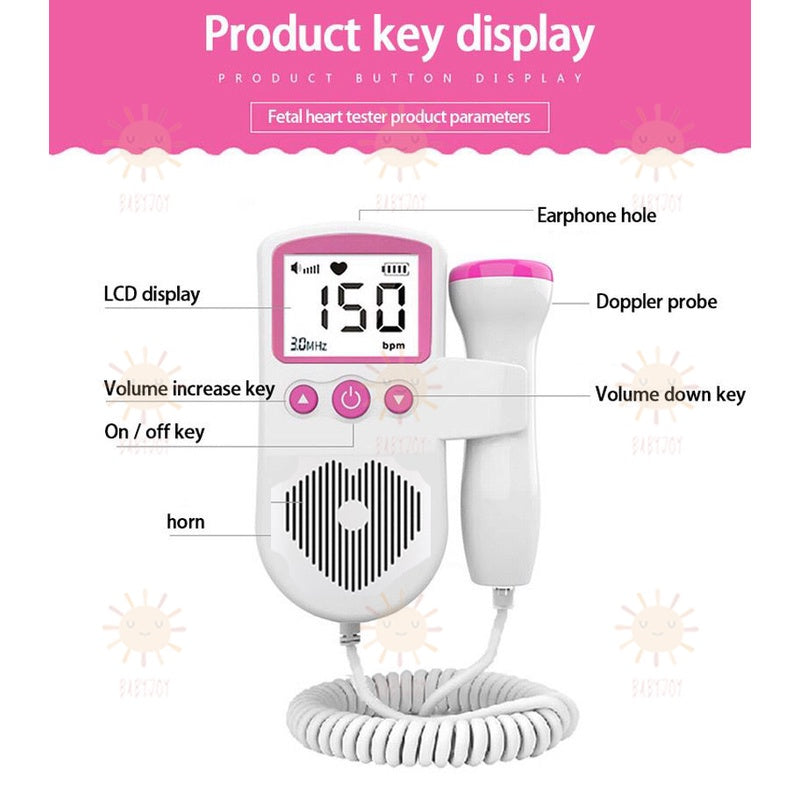 READY STOCK‼️ Baby Fetal Doppler Heart Rate Monitor Ultrasound Detector LCD Display Alat Denyut Jantung Bayi