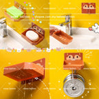READY STOCK‼️ Cute Cartoon Soap Holder Wall Mounted Self-Draining Soap Box Lekat Dinding Bekas Sabun 滤水肥皂盒