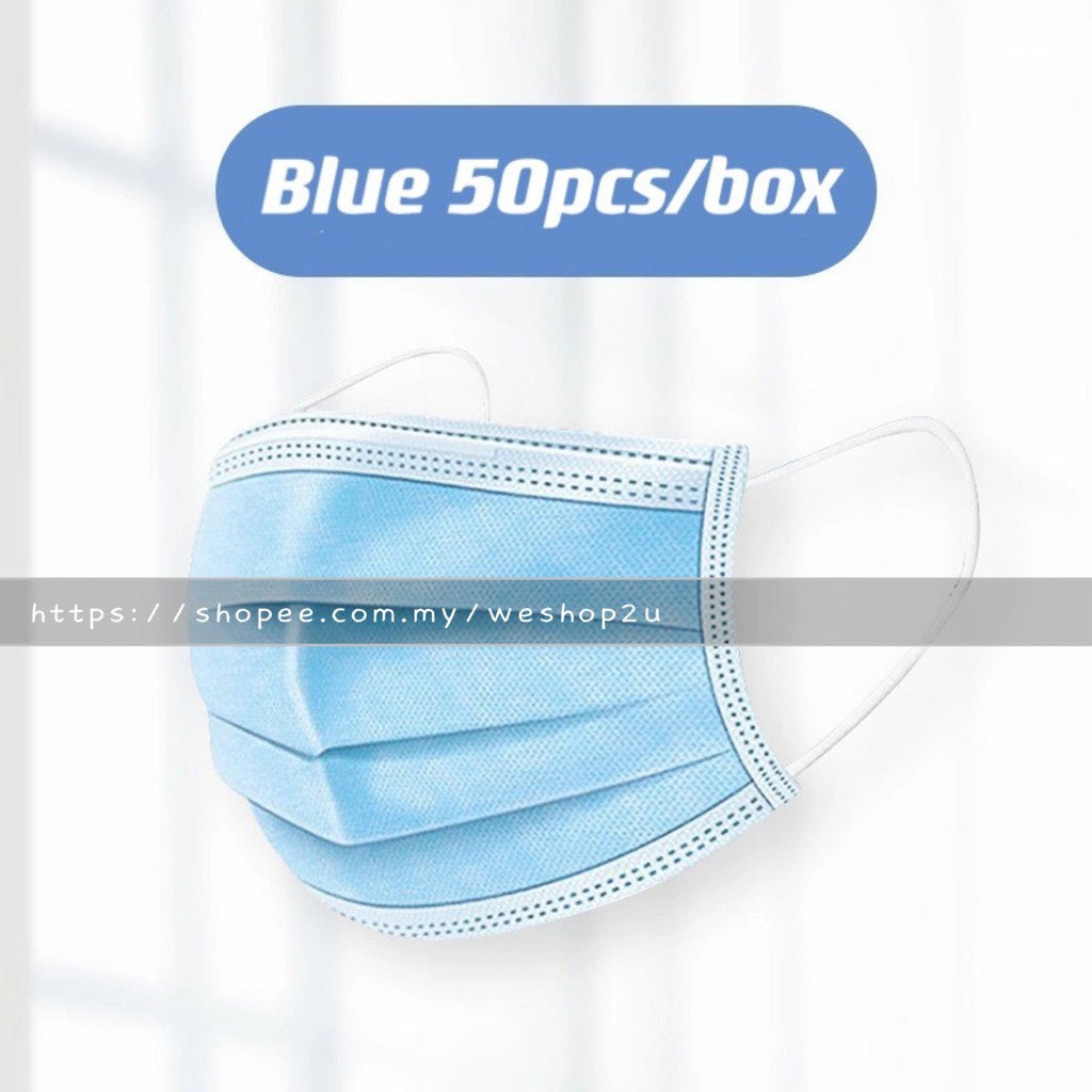 READY STOCK!!!Colourful【50PC】Adult 3-Ply Disposable Face Mask / Topeng Penutup Mulut Pelitup Muka Dewasa / 成人三层口罩