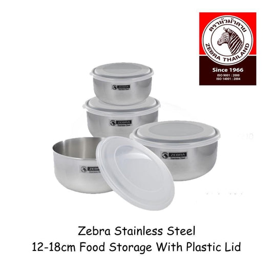 READY STOCK!!!(100% Original) Zebra Thailand Stainless Steel 12-18cm Set Food Storage With Plastic Lid