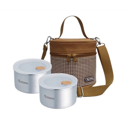 READY STOCK!!!ZEBRA Harmony Food Storage 12cm* 2 With Bag 110435 Stainless Steel Lunch