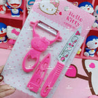 READY STOCK!!!Hello kitty stainless steel kitchen Knife set & fruit peeler kitchen tools