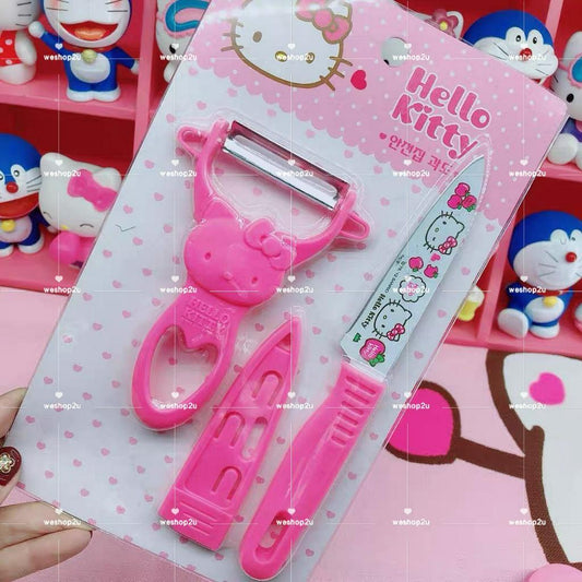 READY STOCK!!!Hello kitty stainless steel kitchen Knife set & fruit peeler kitchen tools