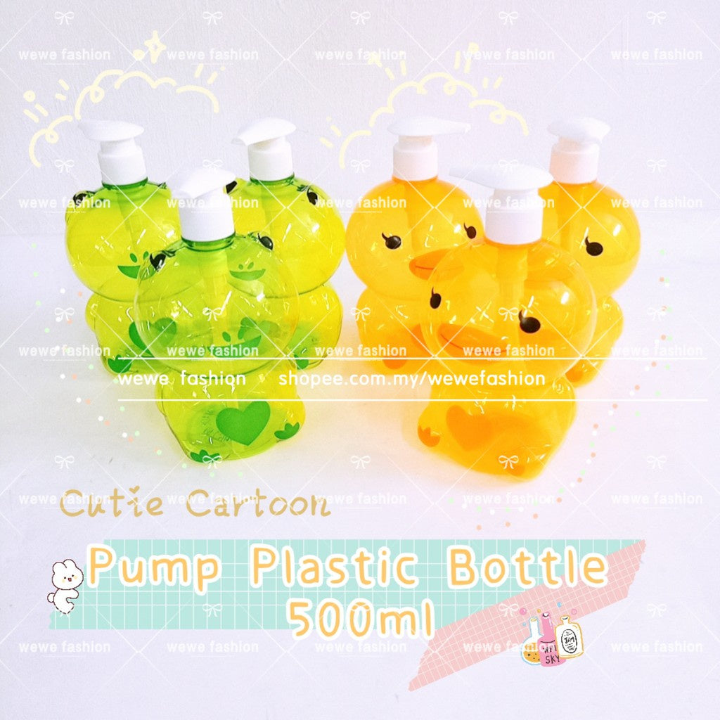 READY STOCK!!!Refillable Foaming Soap Dispenser Bathroom Kitchen Cute Cartoon Shampoo Pump Bottle Liquid Bottle 500ml