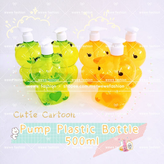 READY STOCK!!!Refillable Foaming Soap Dispenser Bathroom Kitchen Cute Cartoon Shampoo Pump Bottle Liquid Bottle 500ml