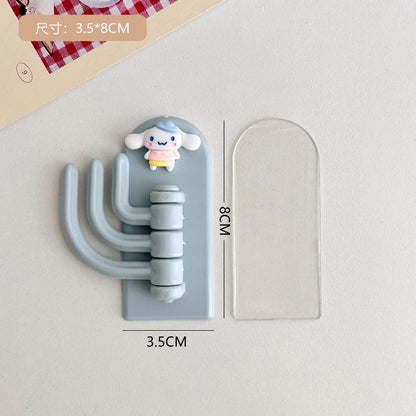 READY STOCK!!!Hook Cartoon Cute Holder Hanger with Three Branch Student Dormitory Hook Punch-free Wall Hook Cap Holder