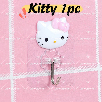 READY STOCK!!!Penyangkut Pakaian Lutsinar Gantung Dinding - Wall Hooks Cutie Kitty/Doraemon Kitchen Bathroom