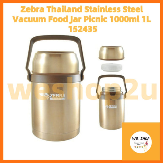 100% Original Zebra Thailand Stainless Steel Vacuum Food Jar Picnic 1000ml 1L 152435 SUS304