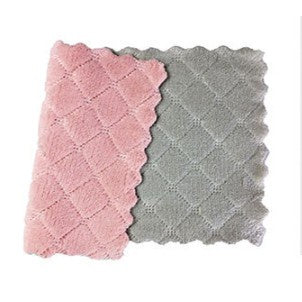 READY STOCK!!!Kitchen cleaning dishwashing dishcloth Double-sided Colour Rag fleece thickened absorbent rag dishtowl吸水抹布
