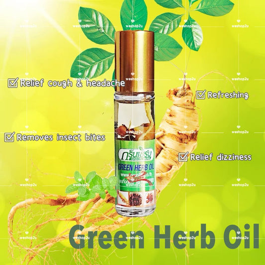 READY STOCK!!!GREEN HERB OIL ORIGINAL FROM THAILAND 8cc 人参油