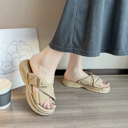 READY STOCK!!!Wedges Soft Sandals Open Toe Anti-slip Sandal Casual Wanita Perempuan 厚跟鞋 9309