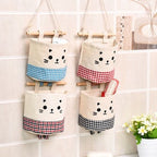 READY STOCK!!!Cute Cat waterproof Storage Hanging bag kitchen bathroom (15x13.5cm) 可挂式收纳袋 麻棉可爱猫咪收纳挂袋 多功能收纳挂袋