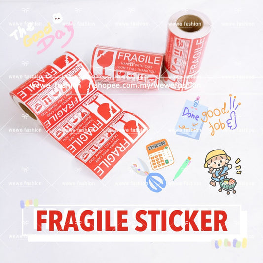 Ready Stock!!!Fragile Sticker Fragile Label Warning Label 250pcs/roll [70mm*130mm]小心轻放易碎贴纸