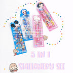 READY STOCK!!!5 In 1 Stationery Set Gift Set Pencil Ruler Eraser Children Birthday Present Alat Tulis 文具套
