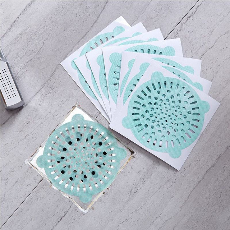 READY STOCK!!!Bathroom Floor Drain Sticker Cover Hair Filter Catcher  Remover Pelekat Penapis Sisa Makanan Rambut 地漏贴