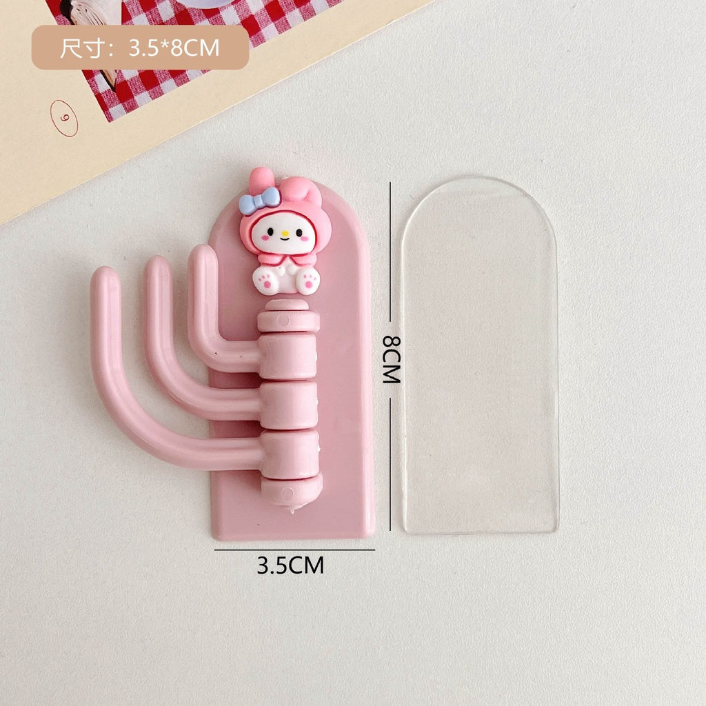 READY STOCK!!!Hook Cartoon Cute Holder Hanger with Three Branch Student Dormitory Hook Punch-free Wall Hook Cap Holder