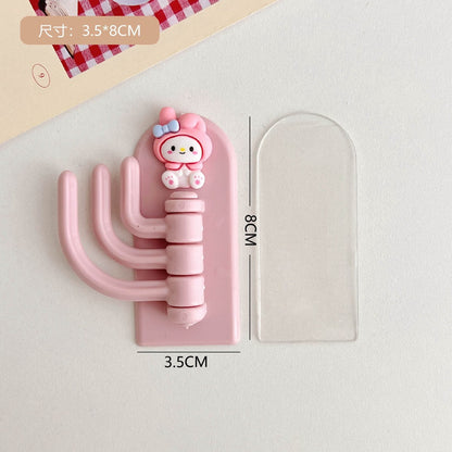 READY STOCK!!!Hook Cartoon Cute Holder Hanger with Three Branch Student Dormitory Hook Punch-free Wall Hook Cap Holder