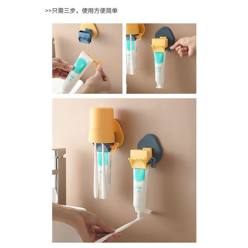 Plastic Toothbrush Holder with Gargle Cup Wall Suction Cups Rack Shaver Tooth paste Dispenser Bathroom Accessories Set