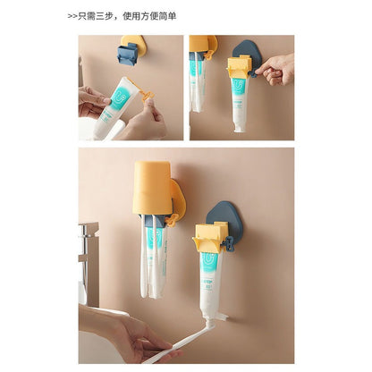 Plastic Toothbrush Holder with Gargle Cup Wall Suction Cups Rack Shaver Tooth paste Dispenser Bathroom Accessories Set