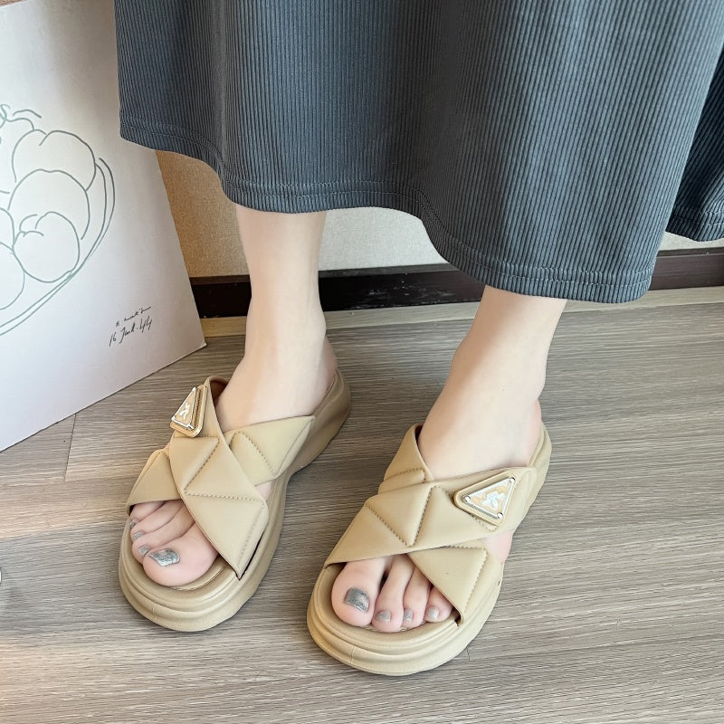 READY STOCK!!!Wedges Soft Sandals Open Toe Anti-slip Sandal Casual Wanita Perempuan 厚跟鞋 9309