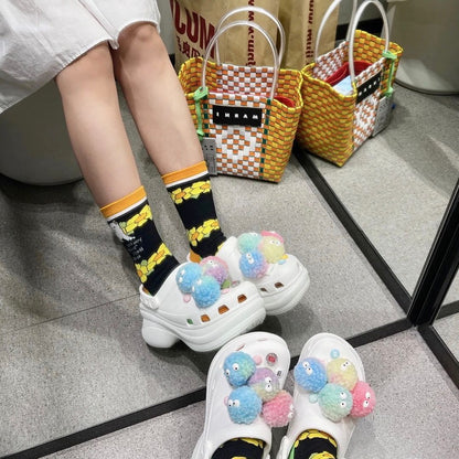 READY STOCK!!!Hole shoes decorative buckle accessories shoes flower buckle cute cartoon pattern mini shoe accessories