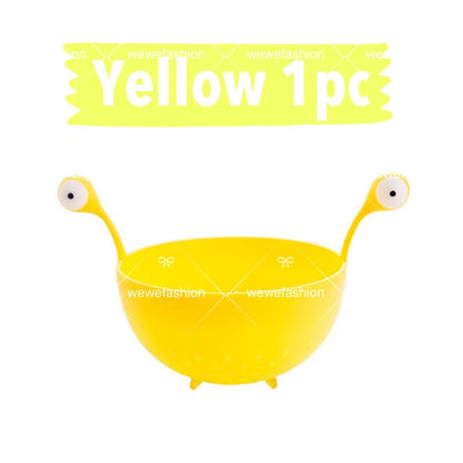 READY STOCK!!!Cartoon Monster Colander Fruit & Veg Washing Basket Drain Basket Multi Function Storage Basket 水果/蔬菜多功能滤水篮