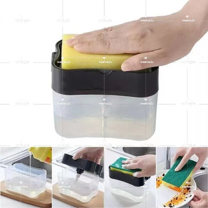 READY STOCK!!! 2-in-1 Soap Dispenser with Sponge Holder | Kitchen Dishwash Pump | Bekas Sabun 二合一洗碗液分配器 | 厨房洗洁精按压瓶