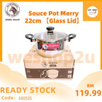 READY STOCK!!! Original THAILAND Zebra Souce Pot Merry 22cm 【Glass Lid】