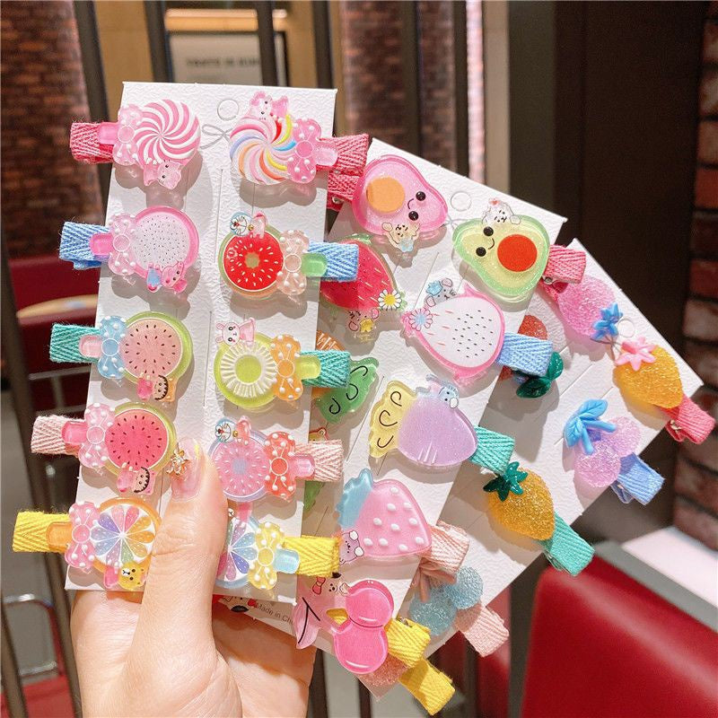 READY STOCK!! 5PCS Cartoon Fruit Cutie Hair Clip Kids Baby Girls Hair Accessories