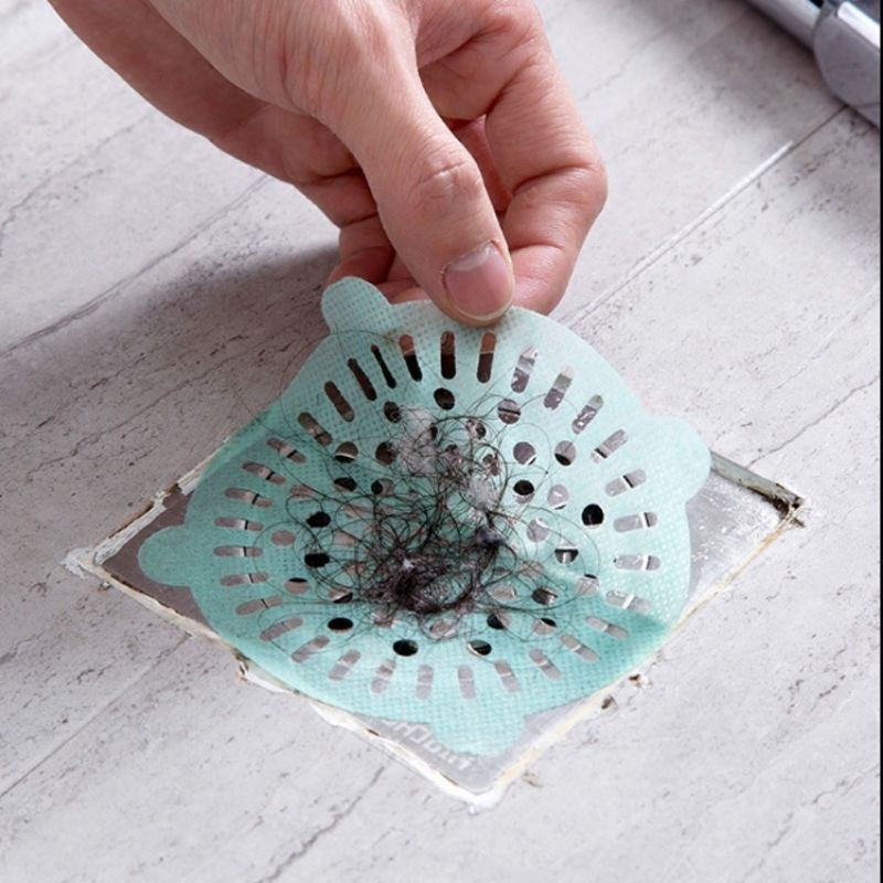 READY STOCK!!!Bathroom Floor Drain Sticker Cover Hair Filter Catcher  Remover Pelekat Penapis Sisa Makanan Rambut 地漏贴