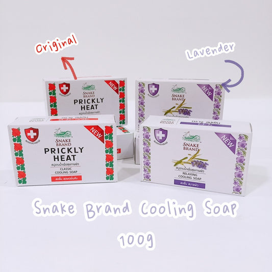 READY STOCK!!!Original Thailand Snake Brand Prickly Heat Cooling Soap 泰国蛇牌香皂100g ORIGINAL/LAVENDER
