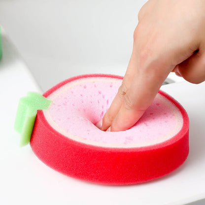 READY STOCK!!!Cleaning Sponge Kitchen Fruit Shape Dish Washing Kitchen Thickened Sponge Decontamination Remove Stains