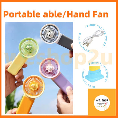 READY STOCK‼️ Mini Portable Clip Fan | USB Rechargeable | Cute Cartoon Desk & Handheld Fan 迷你便携式风扇