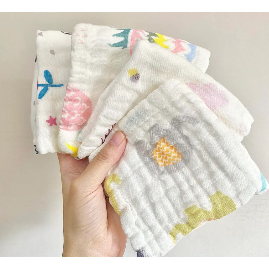 READY STOCK!!!! 6 Layers Baby Handkerchief Infant Towel Newborn Face Bath Towel Cotton Bib Bayi Sapu tangan