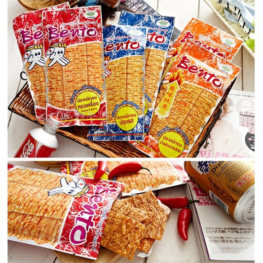 READY STOCK!!!Halal 5g x 12pcs, 20g/pc Bento's squid seafood snacks Original Thailand Bento
