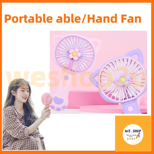 READY STOCK‼️ Mini Portable Clip Fan | USB Rechargeable | Cute Cartoon Desk & Handheld Fan 迷你便携式风扇