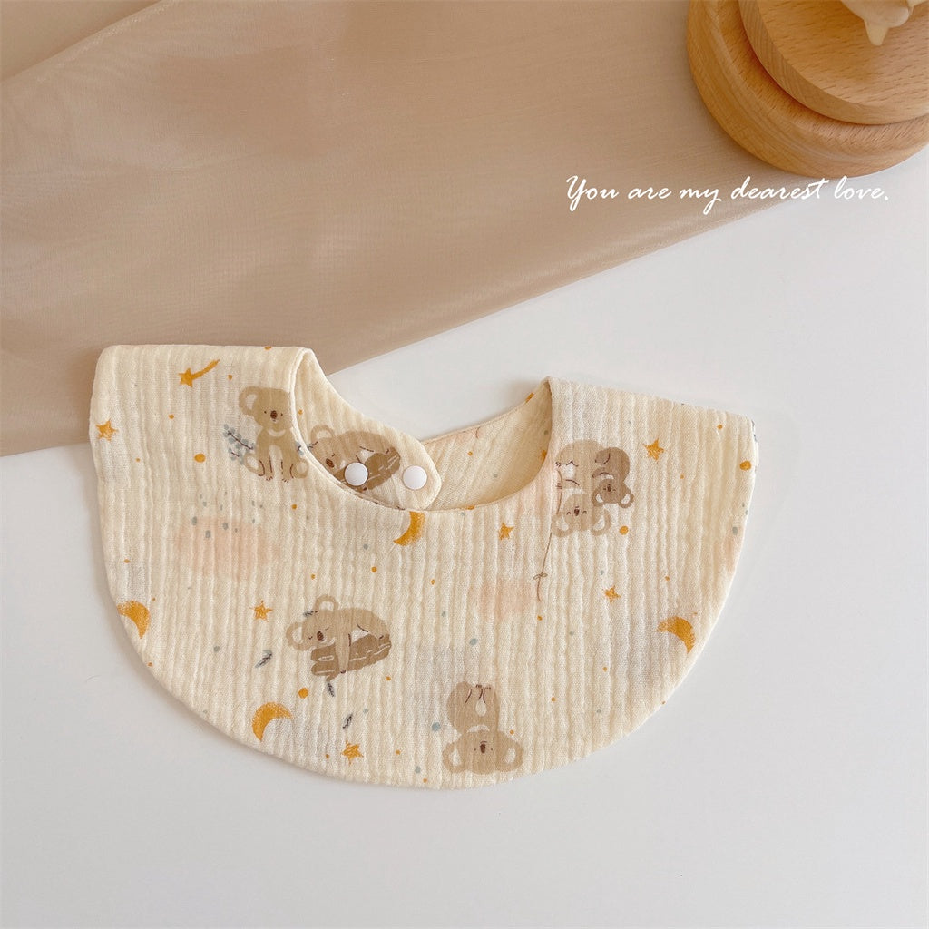 READY STOCK‼️ Baby Infant Saliva Towel | 100% Cotton Bibs | 360° Rotating Reversible Baby Bib  婴儿口水巾 | 100%纯棉围兜