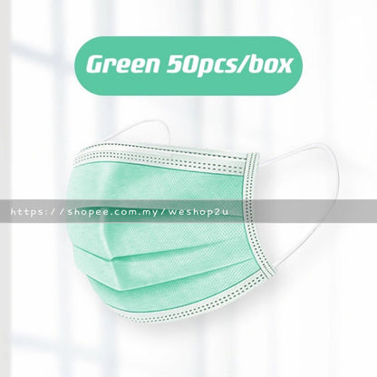 READY STOCK!!!Colourful【50PC】Adult 3-Ply Disposable Face Mask / Topeng Penutup Mulut Pelitup Muka Dewasa / 成人三层口罩