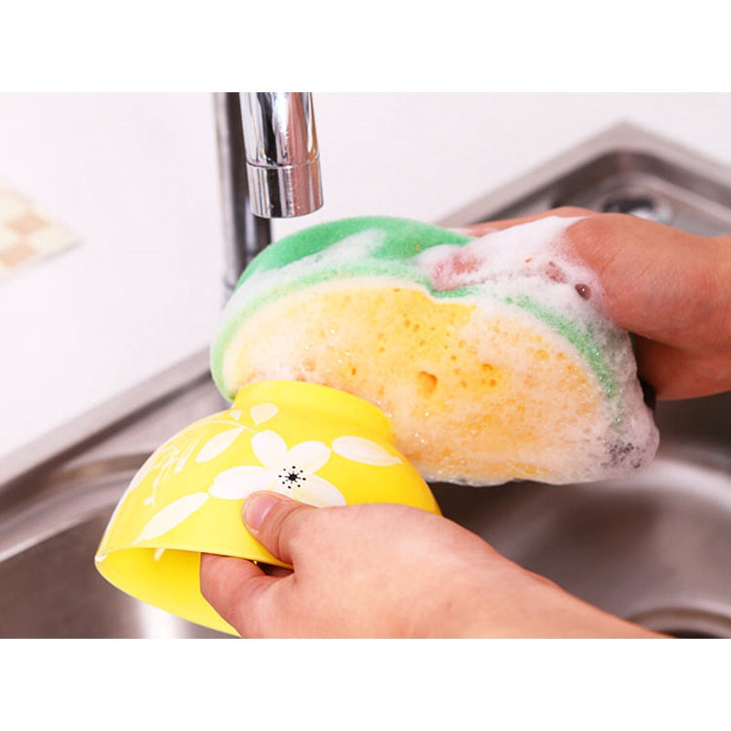 READY STOCK!!!Cleaning Sponge Kitchen Fruit Shape Dish Washing Kitchen Thickened Sponge Decontamination Remove Stains
