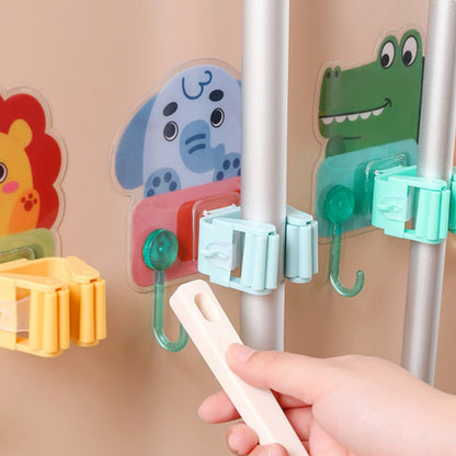 READY STOCK!!! Bathroom Cartoon Punch-Free Mop Hook | Storage Rack Mop Sangkut Penyangkut Clip 收纳拖把夹架