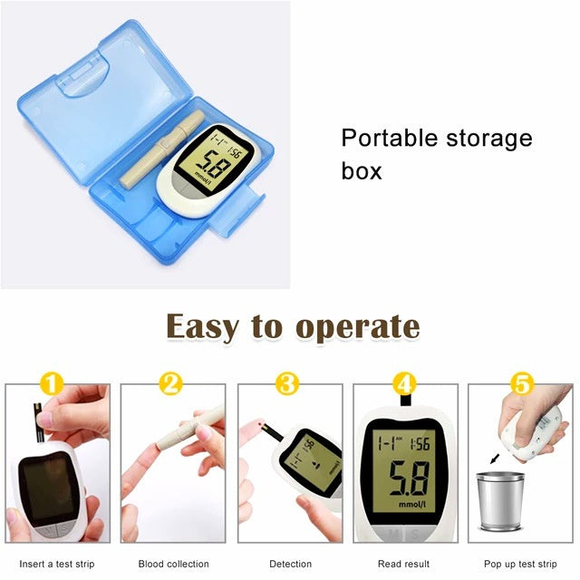 READY STOCK!!!Blood Glucose Meter Sugar Glucometer Mesin Meter Cek Gula Darah Kencing Manis Test Strip GDM
