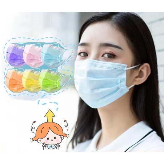 READY STOCK!!!Colourful【50PC】Adult 3-Ply Disposable Face Mask / Topeng Penutup Mulut Pelitup Muka Dewasa / 成人三层口罩