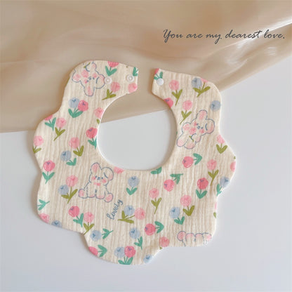 READY STOCK‼️ Baby Infant Saliva Towel | 100% Cotton Bibs | 360° Rotating Reversible Baby Bib  婴儿口水巾 | 100%纯棉围兜