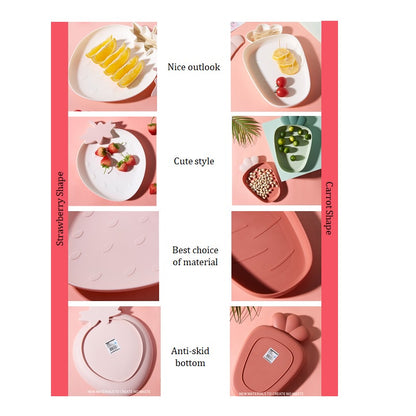 READY STOCK!!!Cute Carrot Clouds Strawberry Shape Plastic Snacks Fruit Plate
