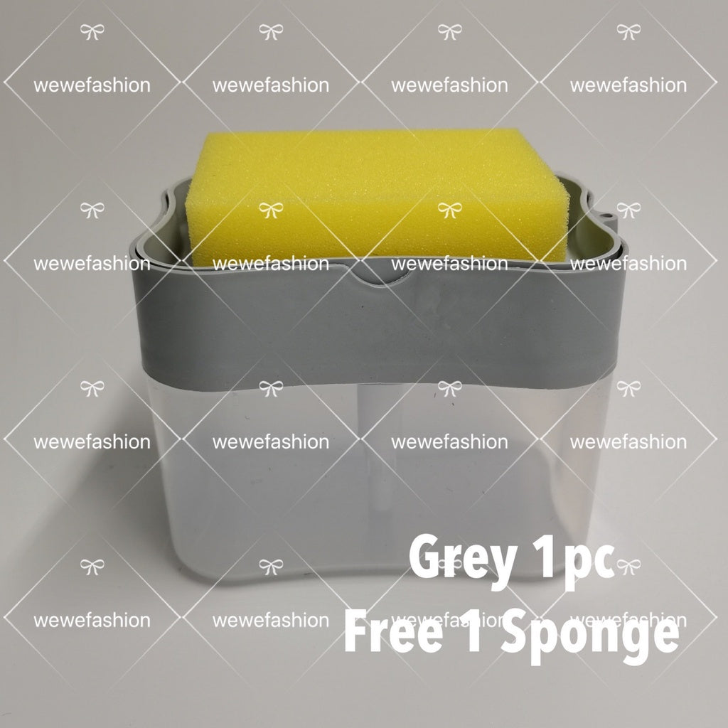 READY STOCK!!! 2-in-1 Soap Dispenser with Sponge Holder | Kitchen Dishwash Pump | Bekas Sabun 二合一洗碗液分配器 | 厨房洗洁精按压瓶