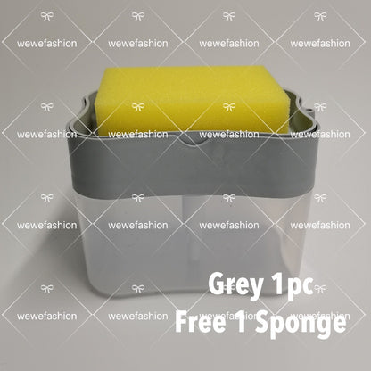 READY STOCK!!! 2-in-1 Soap Dispenser with Sponge Holder | Kitchen Dishwash Pump | Bekas Sabun 二合一洗碗液分配器 | 厨房洗洁精按压瓶