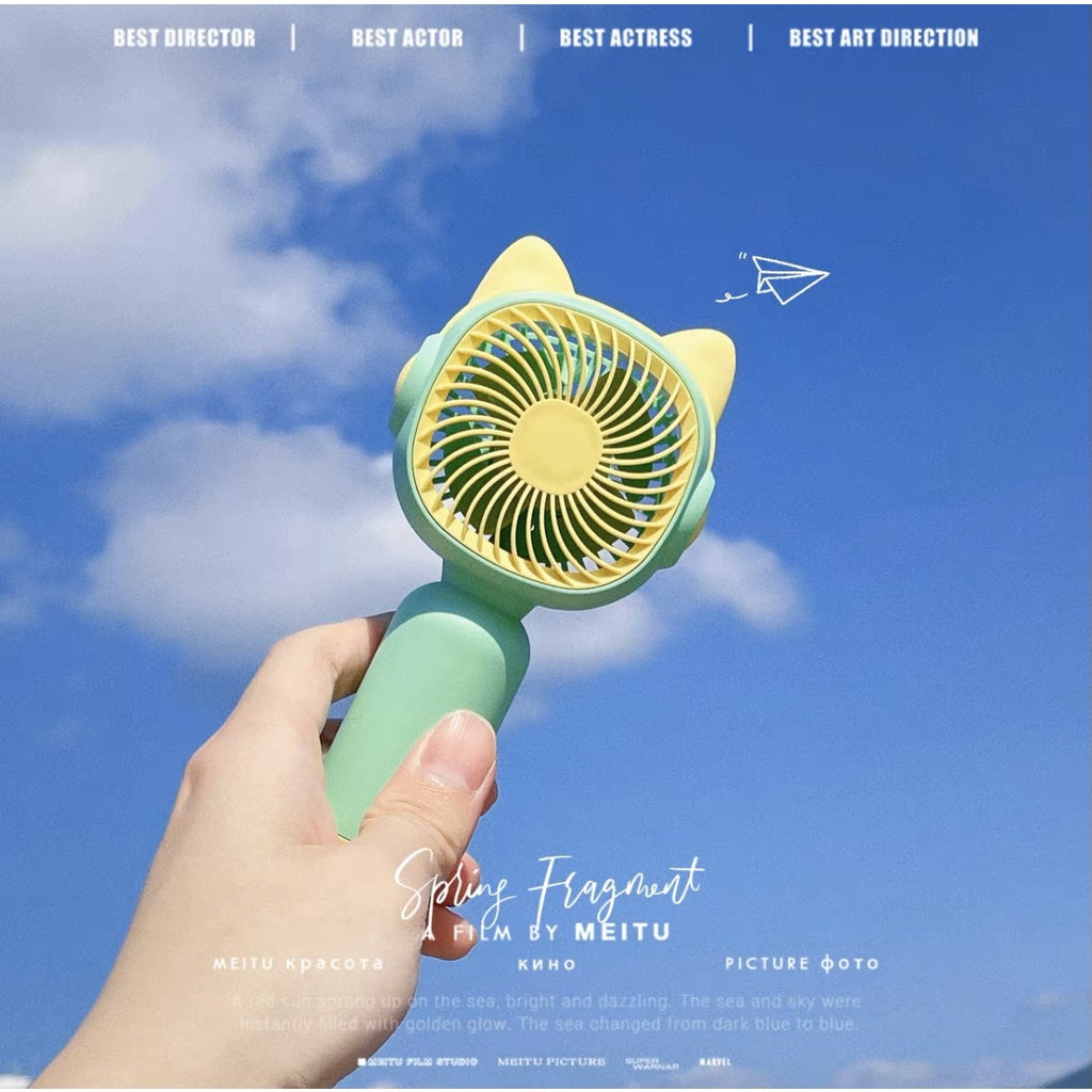 READY STOCK‼️ Mini Portable Clip Fan | USB Rechargeable | Cute Cartoon Desk & Handheld Fan 迷你便携式风扇